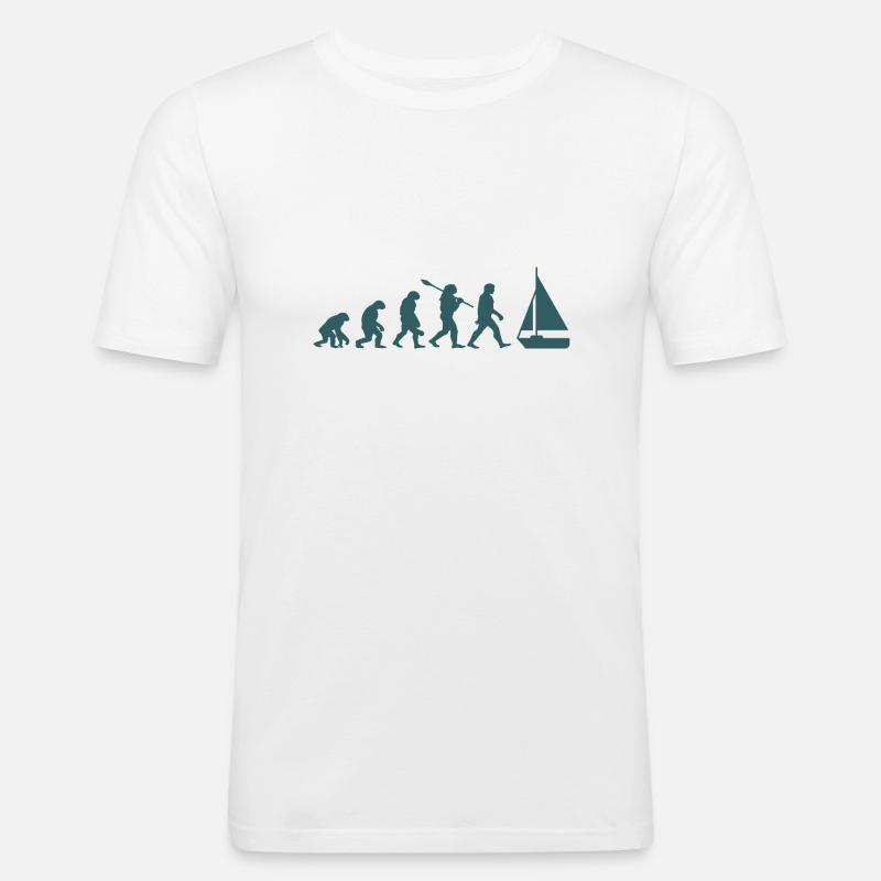 Evolution Segelboot Boot - Männer Slim Fit T-Shirt - Weiß