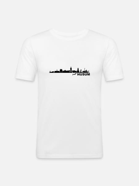 Skyline - Küste Husum - Männer Slim Fit T-Shirt - Weiß