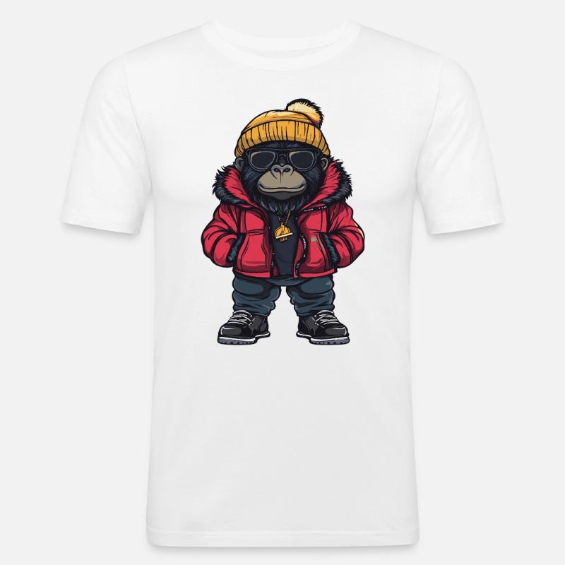 Gorilla Cool Comic - Men's Slim Fit T-Shirt - white