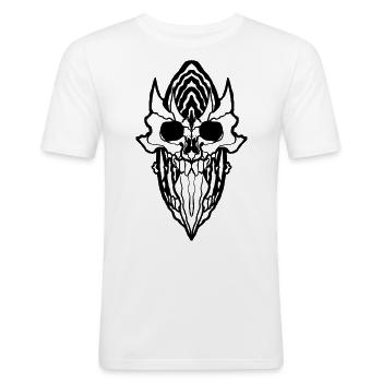 Portal-Schädel - Männer Slim Fit T-Shirt - Weiß - Vorne - Nik (191cm)