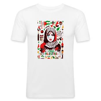 PALESTINA FREE 04 - Men's Slim Fit T-Shirt - white - Front - Nik (191cm)