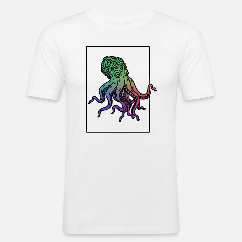 Krake - Männer Slim Fit T-Shirt - Weiß
