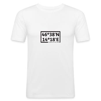 Klagenfurt am Wörthersee Koordinaten - Männer Slim Fit T-Shirt - Weiß - Vorne - Nik (191cm)