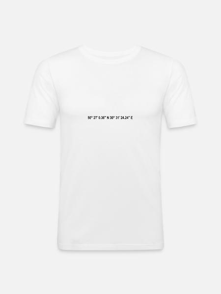 Kiev Ukraine Coordinates - Men's Slim Fit T-Shirt - white