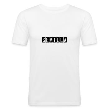 Sevilla Flughafentafel - Männer Slim Fit T-Shirt - Weiß - Vorne - Nik (191cm)