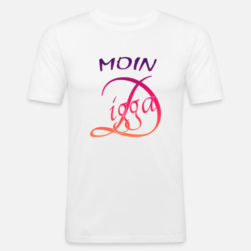Moin Digga - Männer Slim Fit T-Shirt - Weiß