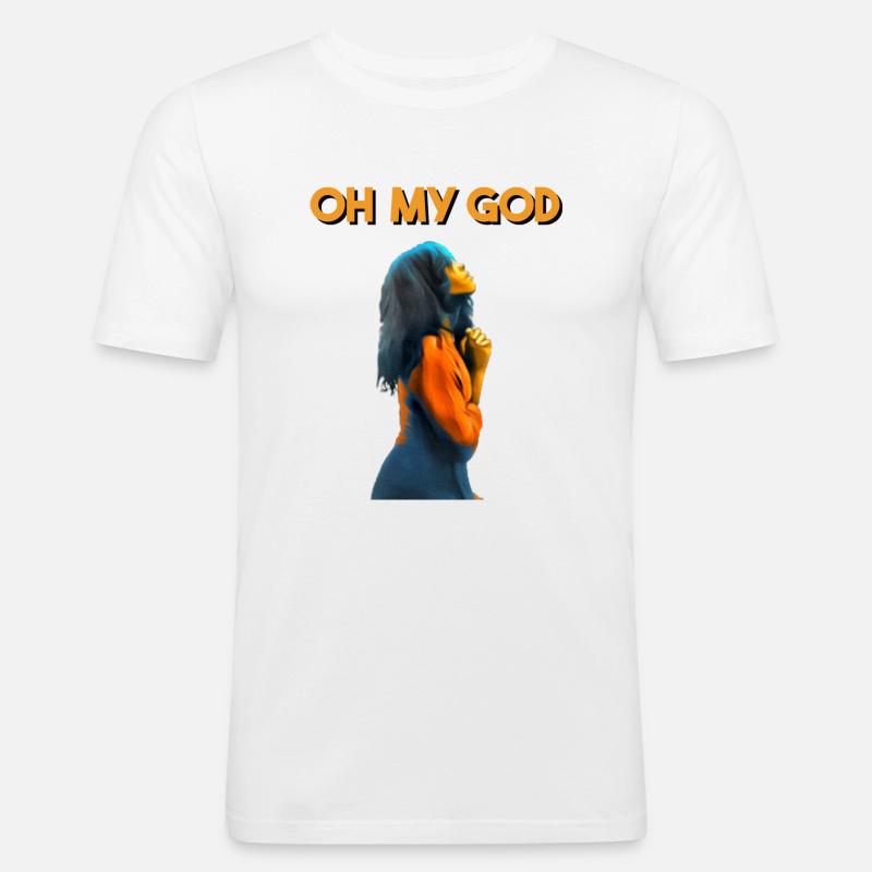 OH MEIN GOTT - Männer Slim Fit T-Shirt - Weiß