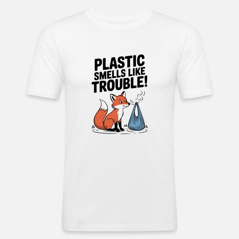 Plastik ist ein Problem - Männer Slim Fit T-Shirt - Weiß