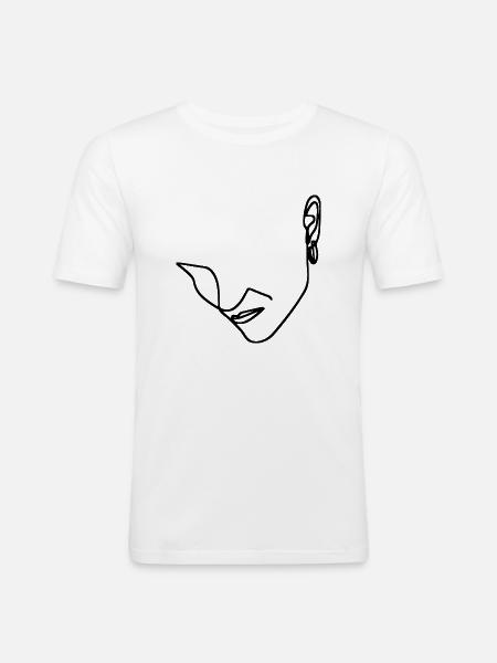 Frauen Linienkunst - Männer Slim Fit T-Shirt - Weiß