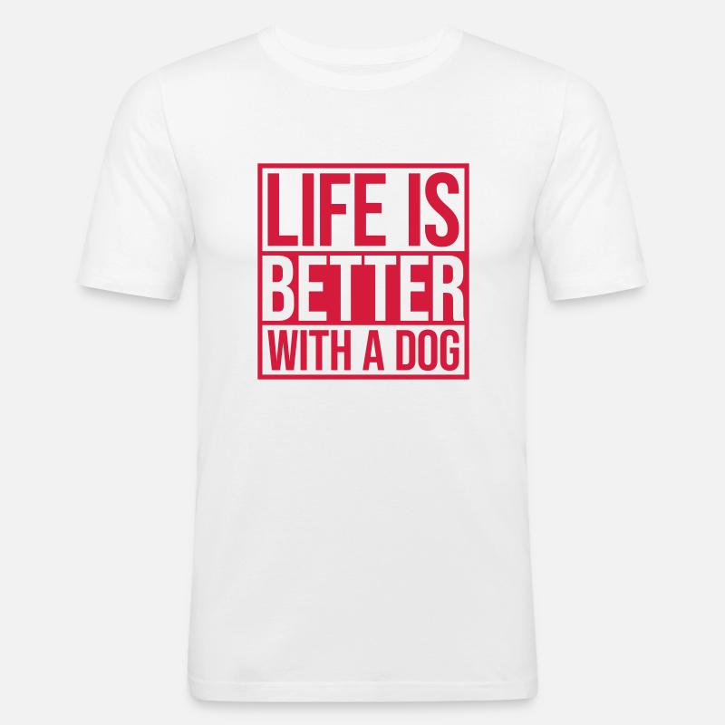 better with a dog - Männer Slim Fit T-Shirt - Weiß