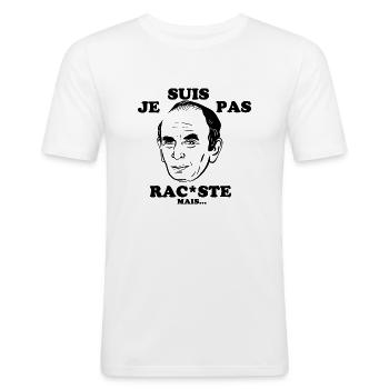 Je suis pas - T-shirt près du corps Homme - blanc - Devant - Nik (191cm)