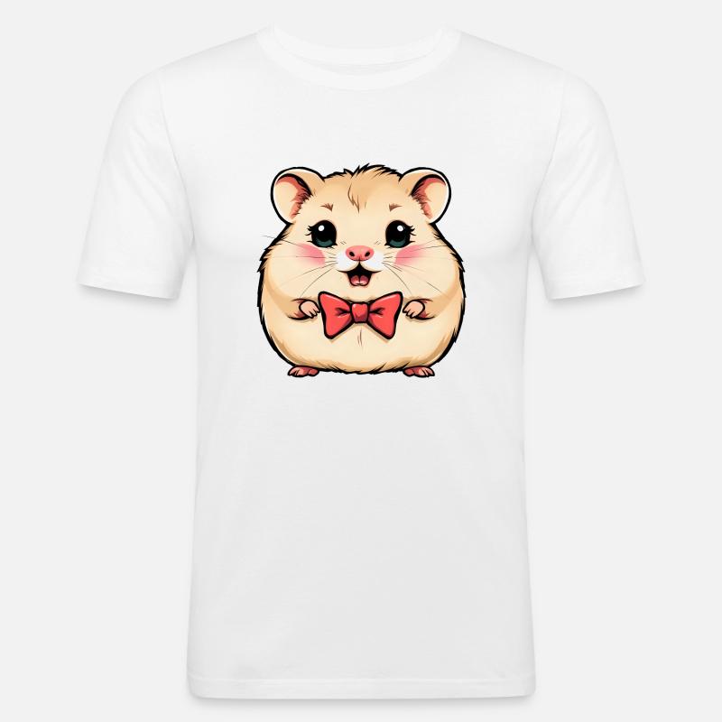 Charmanter Hamster mit roter Fliege - Männer Slim Fit T-Shirt - Weiß