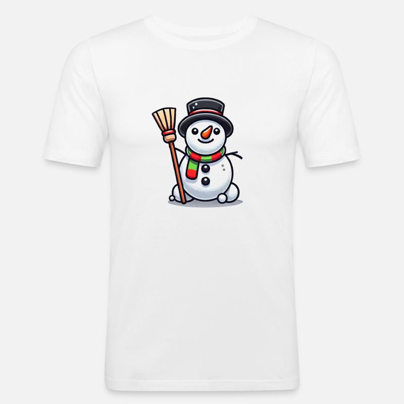 Schneemann Comic - Männer Slim Fit T-Shirt - Weiß