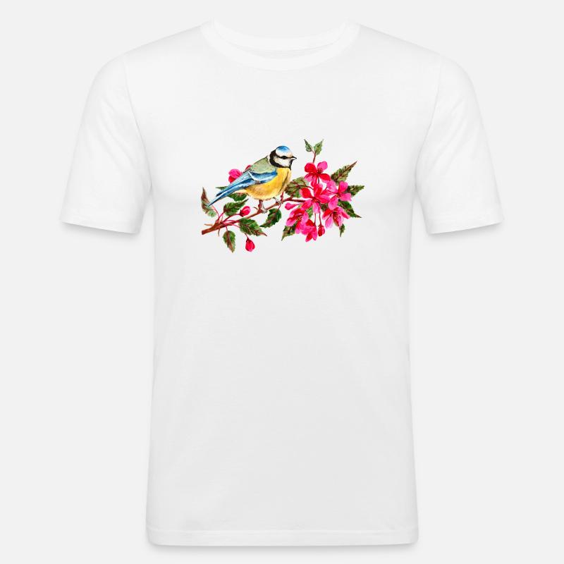 Vogel - Männer Slim Fit T-Shirt - Weiß