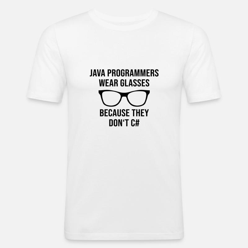 Programmeur Java Developer Glasses - T-shirt près du corps Homme - blanc