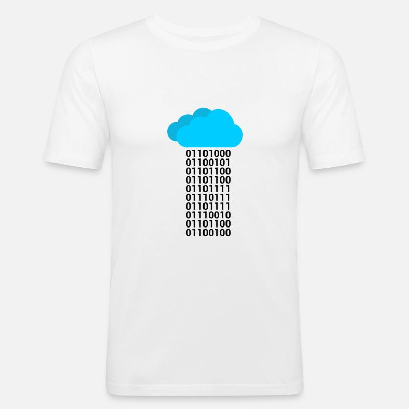 Informatique Binary Cloud Cloud - T-shirt près du corps Homme - blanc