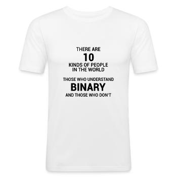 Binary System - Men's Slim Fit T-Shirt - white - Front - Nik (191cm)