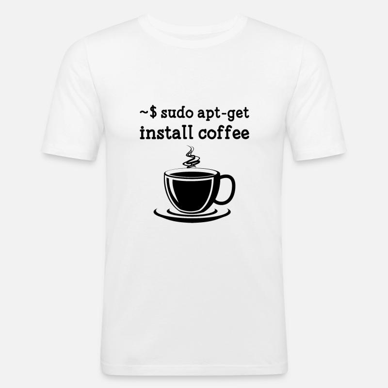 Sudo Apt-Get Install Coffee Linux - Männer Slim Fit T-Shirt - Weiß