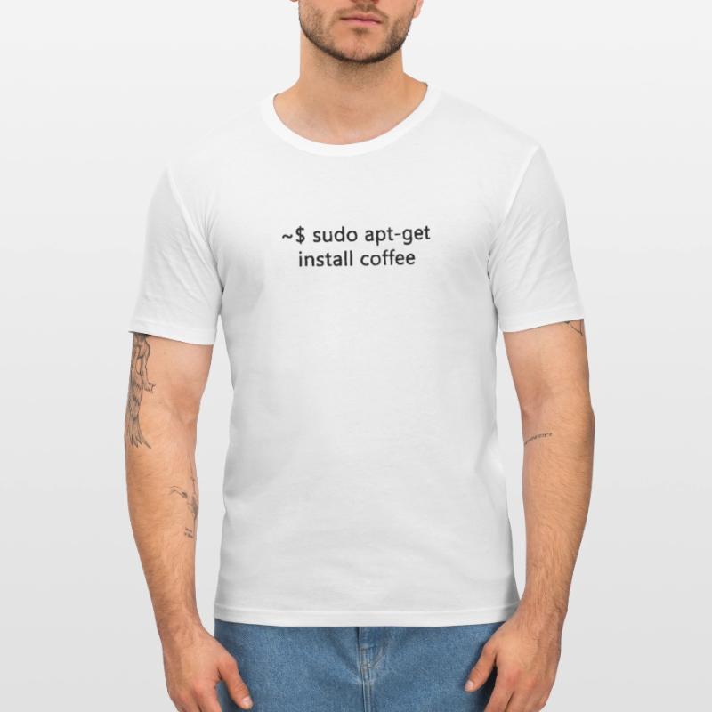 sysadmin linux sudo apt-get coffee programmer T-shirt près du corps Homme
