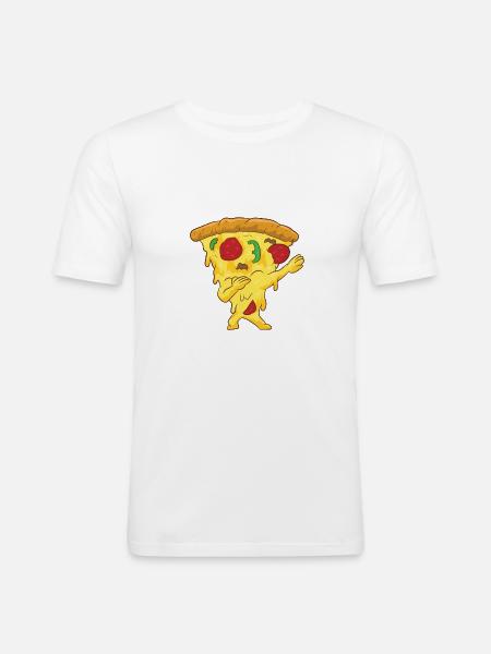 Dabbing Pizza Funny Pizza - Men's Slim Fit T-Shirt - white