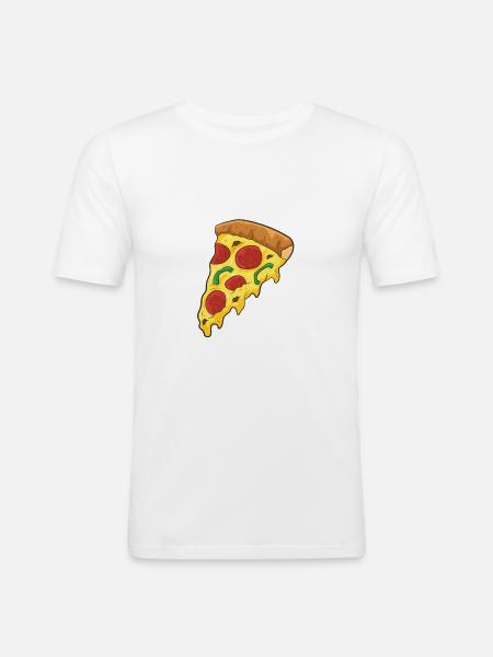Pizza Essen Liebe Pizzaschnitte - Männer Slim Fit T-Shirt - Weiß