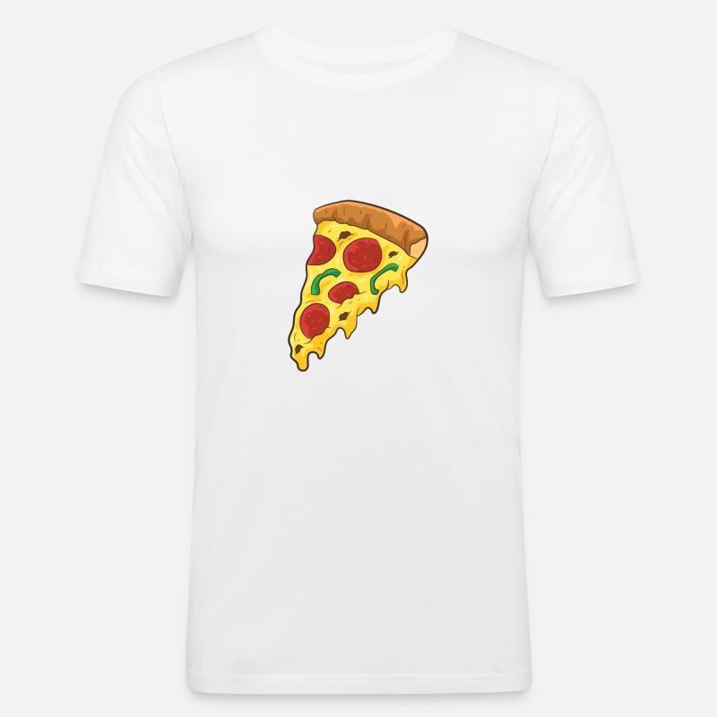 Pizza Essen Liebe Pizzaschnitte - Männer Slim Fit T-Shirt - Weiß