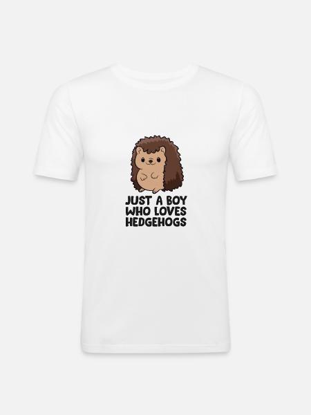 Just a Boy Who Loves Hedgehogs Kids Hedgehog Boy - Men's Slim Fit T-Shirt - white