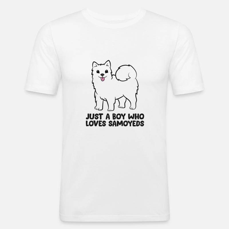 Samojeden-Hundehalter Nur ein Junge, der - Männer Slim Fit T-Shirt - Weiß