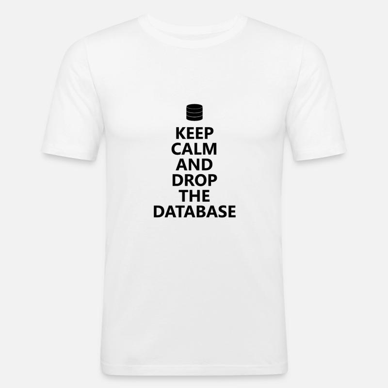 Datenbank - Drop Database - Männer Slim Fit T-Shirt - Weiß