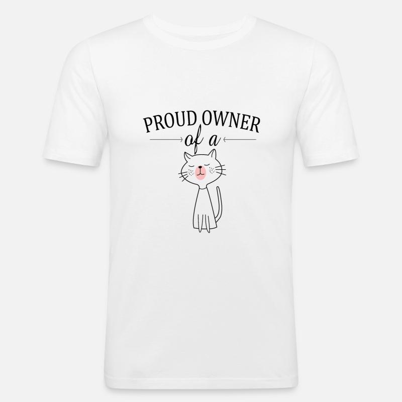 Stolzer besitzer einer Katze - Männer Slim Fit T-Shirt - Weiß