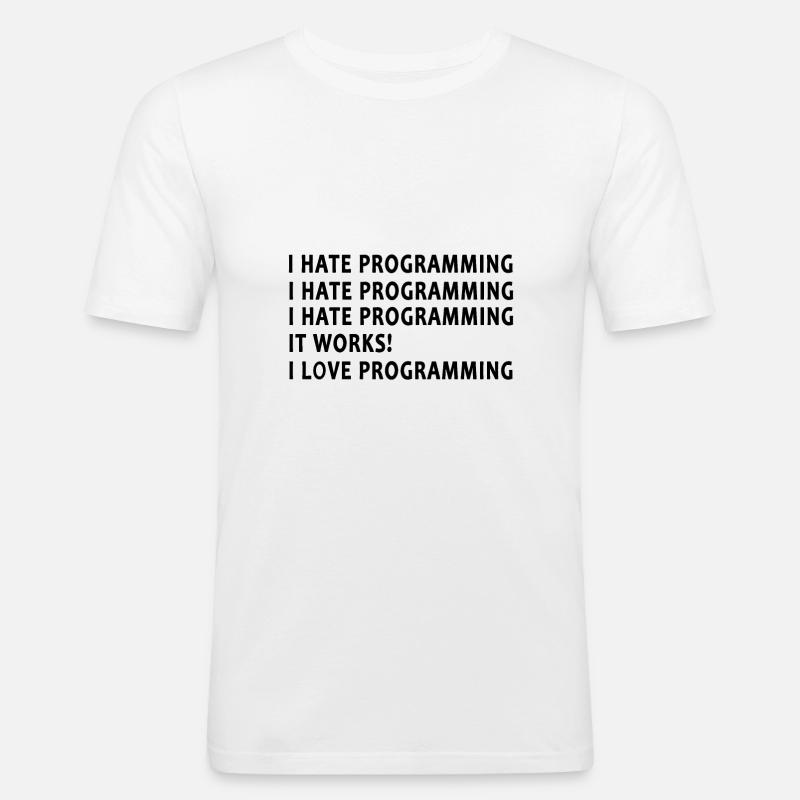 I Love Programming Funny Programmer - Men's Slim Fit T-Shirt - white