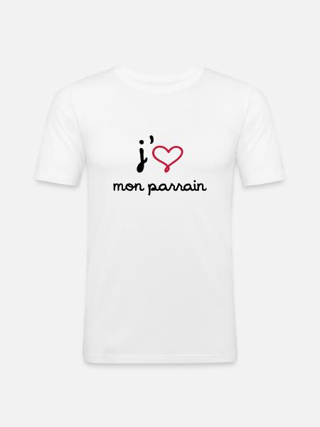 J'aime mon parrain - T-shirt près du corps Homme - blanc