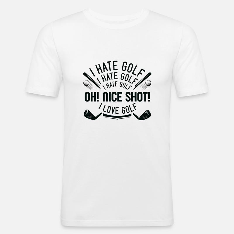 I Hate Golf - Männer Slim Fit T-Shirt - Weiß