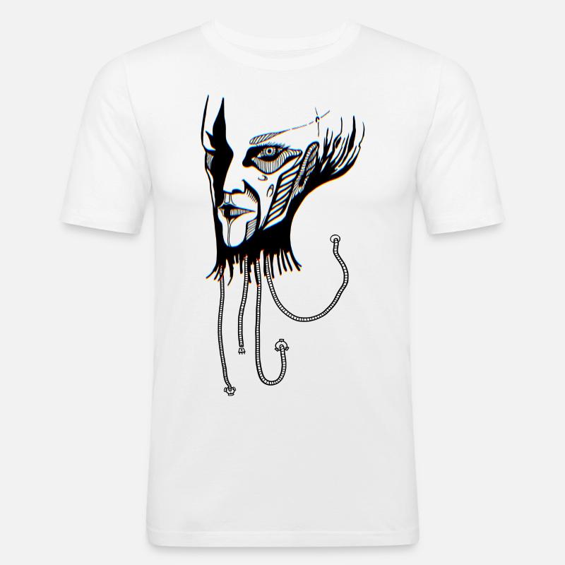 visage étrange - T-shirt près du corps Homme - blanc