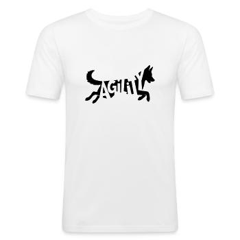 Agilité Malinois SVG Vecteur Couleur Sélectionnable - T-shirt près du corps Homme - blanc - Devant - Nik (191cm)
