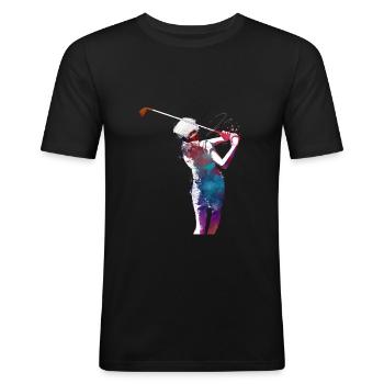 Sport-Golfer - Männer Slim Fit T-Shirt - Schwarz - Vorne - Nik (191cm)