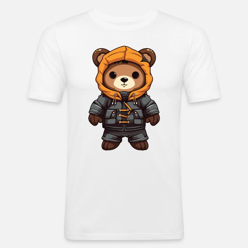 Bär Winter Comic - Männer Slim Fit T-Shirt - Weiß