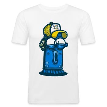 Aerosol can with graffiti face - Men's Slim Fit T-Shirt - white - Front - Nik (191cm)