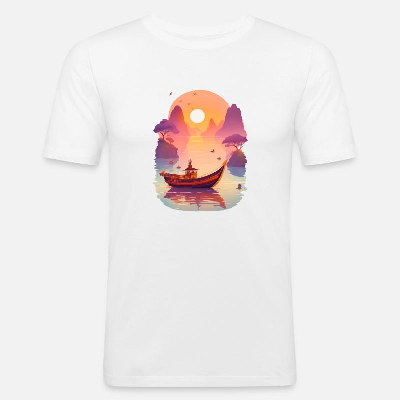 Sunset Serenade, Ninh Binh - Männer Slim Fit T-Shirt - Weiß