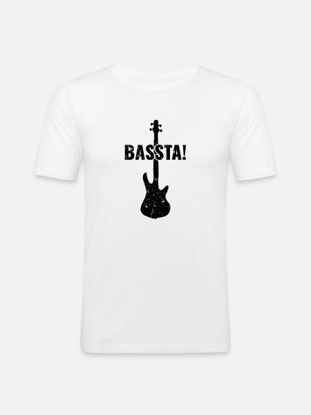 Bassta ! - Joueur de basse drôle - T-shirt près du corps Homme - blanc