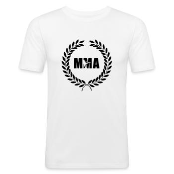 mma - Männer Slim Fit T-Shirt - Weiß - Vorne - Nik (191cm)