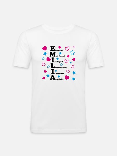 Emilia - Männer Slim Fit T-Shirt - Weiß