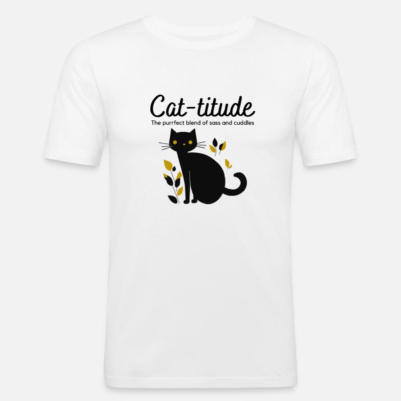 CAT titude - Männer Slim Fit T-Shirt - Weiß