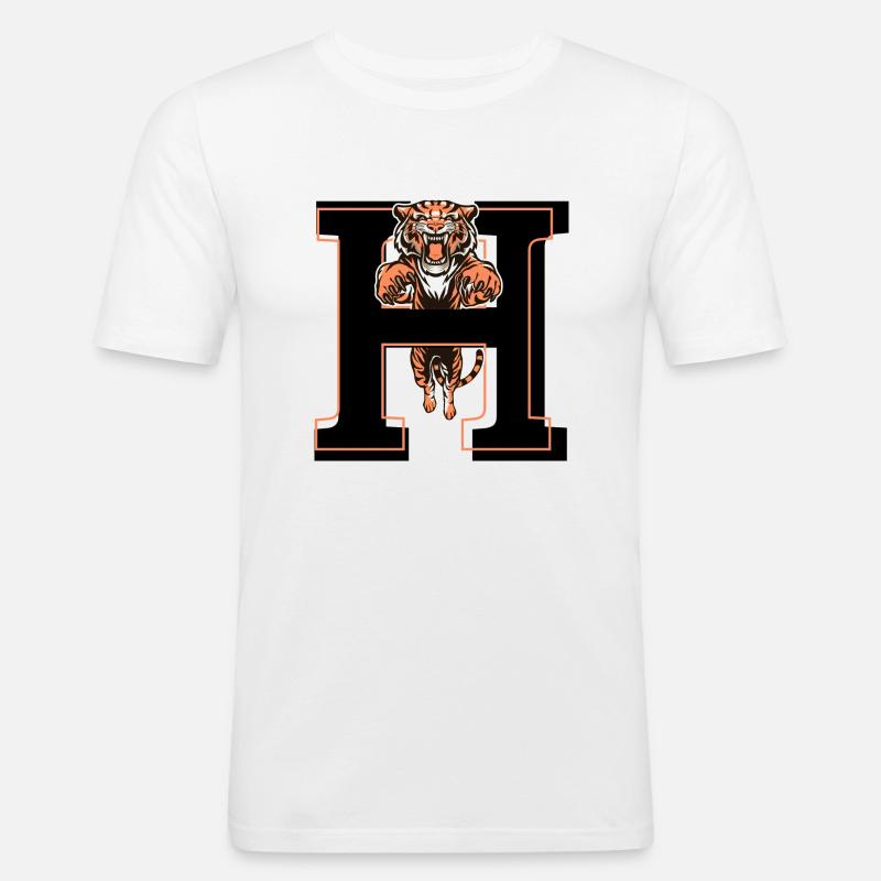 Buchstabe h Tiger - Geschenkidee - Männer Slim Fit T-Shirt - Weiß