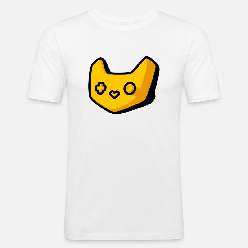LudeCat Controller - Männer Slim Fit T-Shirt - Weiß