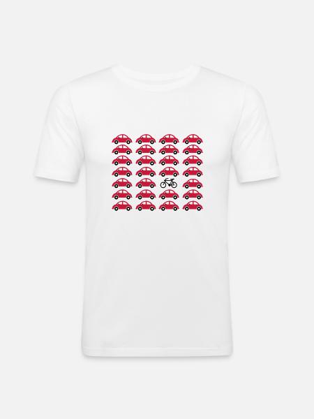 Bicycle instead of car - Men's Slim Fit T-Shirt - white
