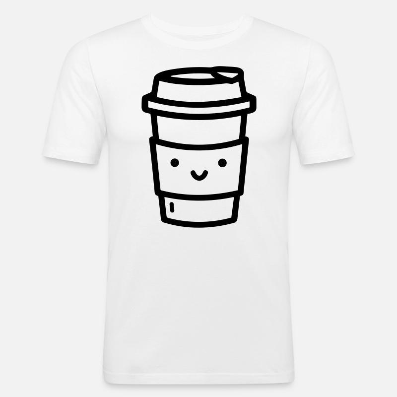 Kaffeebecher - Männer Slim Fit T-Shirt - Weiß