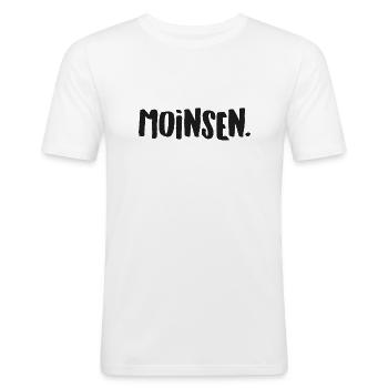 Moinsen - Norddeutschland Plattdeutsch Geschenk - Männer Slim Fit T-Shirt - Weiß - Vorne - Nik (191cm)
