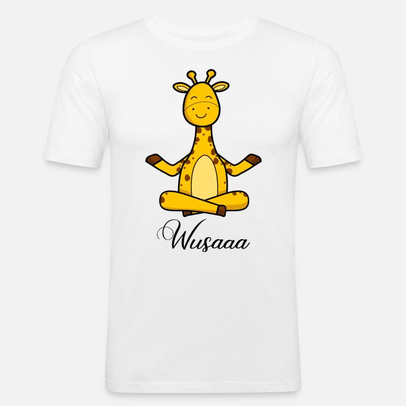 Auszeit Durchatmen Wusaaa Giraffe - Männer Slim Fit T-Shirt - Weiß