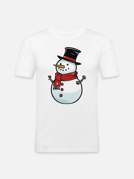 Snögubbe, Vinter, Jul, Snö - Slim Fit T-shirt herr - vit